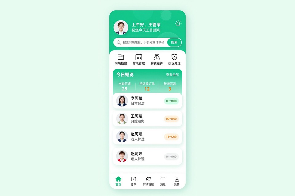 家政公司阿姨管理小程序开发案例：从纸质排班到手机一键调度