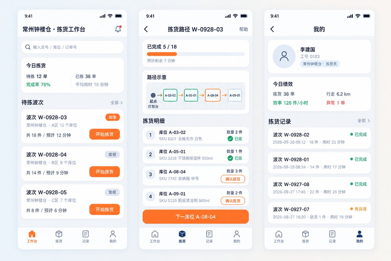 日用百货批发商仓储拣货路径小程序开发案例：从纸质拣货单到按货位排队